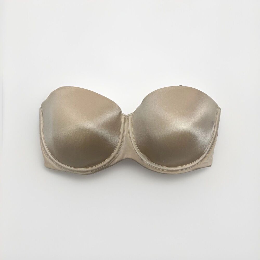 Maidenform 07130 Pure Genius Strapless Bra 38DD Beige Underwire Stay Put Power